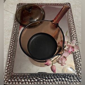 VTG Corning Visions Amber 1 Liter/ 1Qt. Pouring Saucepan & Lid, Nonstick France